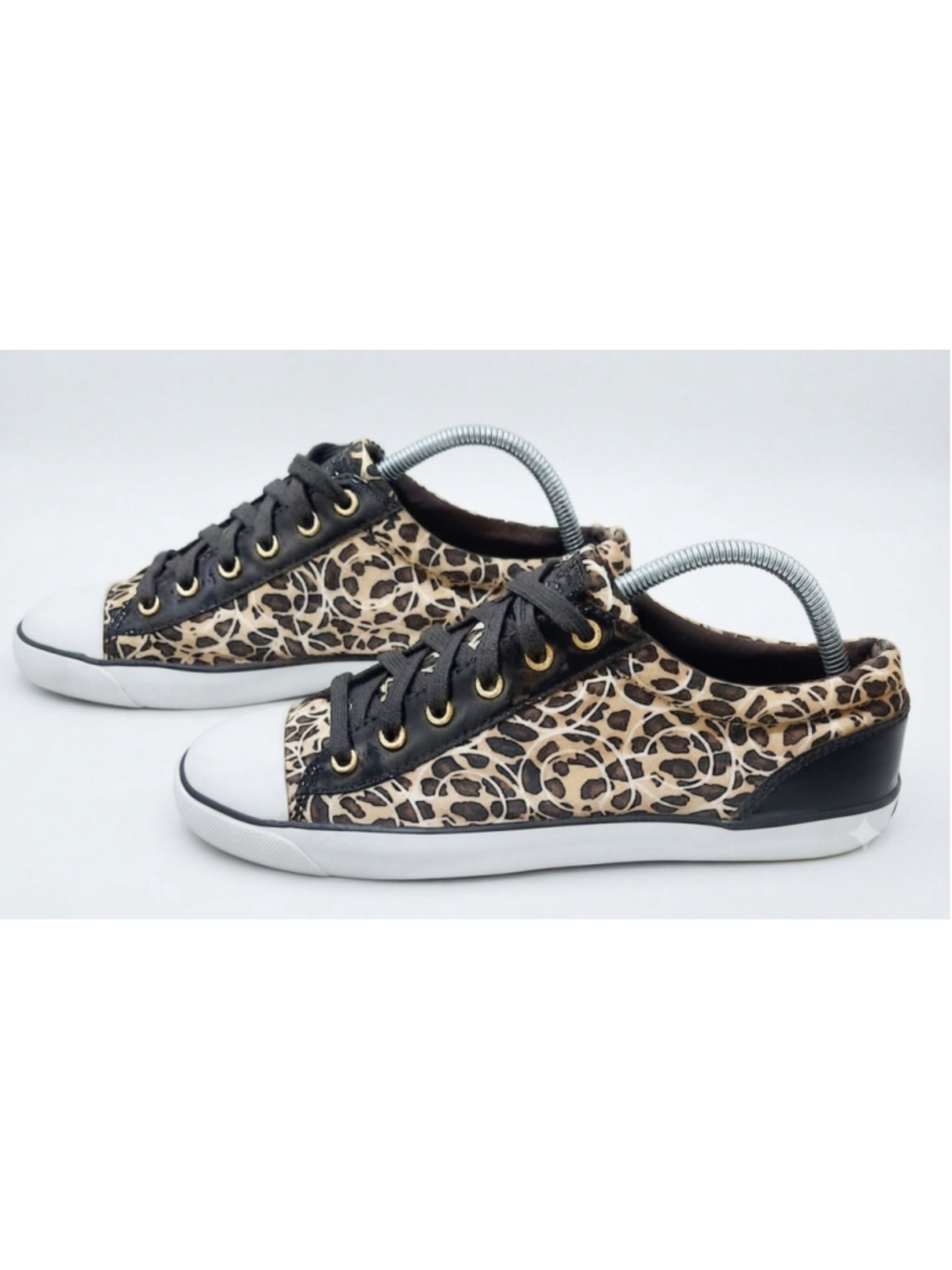 Coach Gema Signature Sneakers Womens 9B Brown Patent Leather C Logo Canvas Luxe
